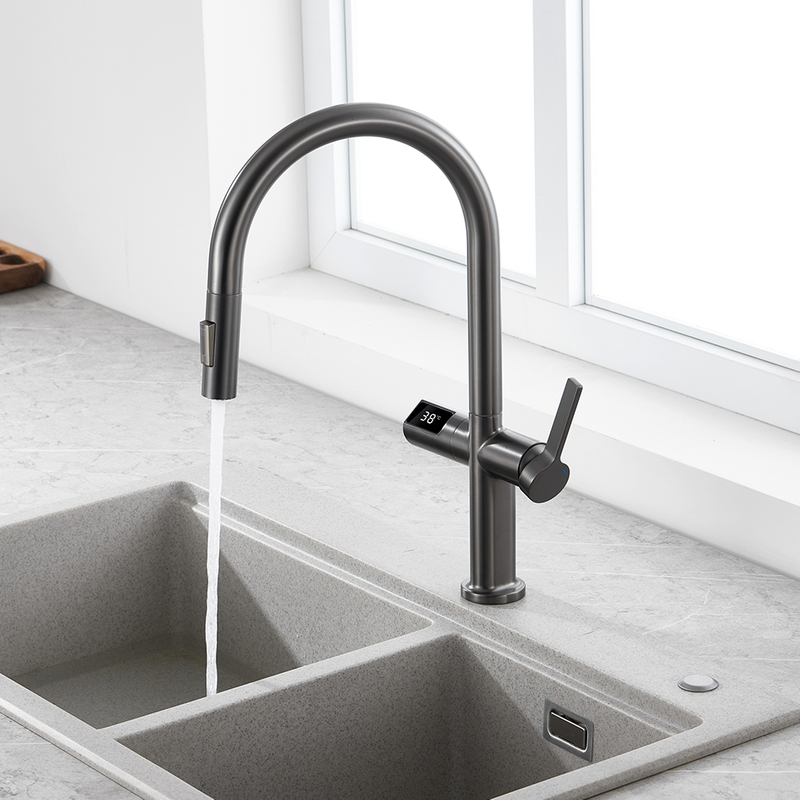 China Factory Matte Black Pull Down Spring Kitchen Faucets