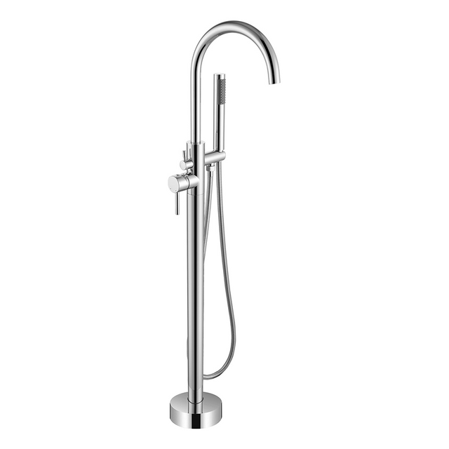 Chrome Ceiling Mounted Rain Shower Head with Handheld Combo Freestanding Bathtub Faucets