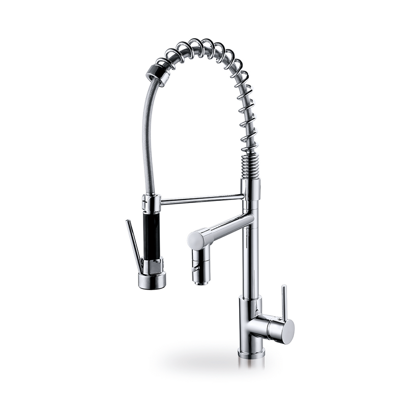 Luxury Chrome Plating Single Hole Spring Loaded Three Way Kitchen Faucet