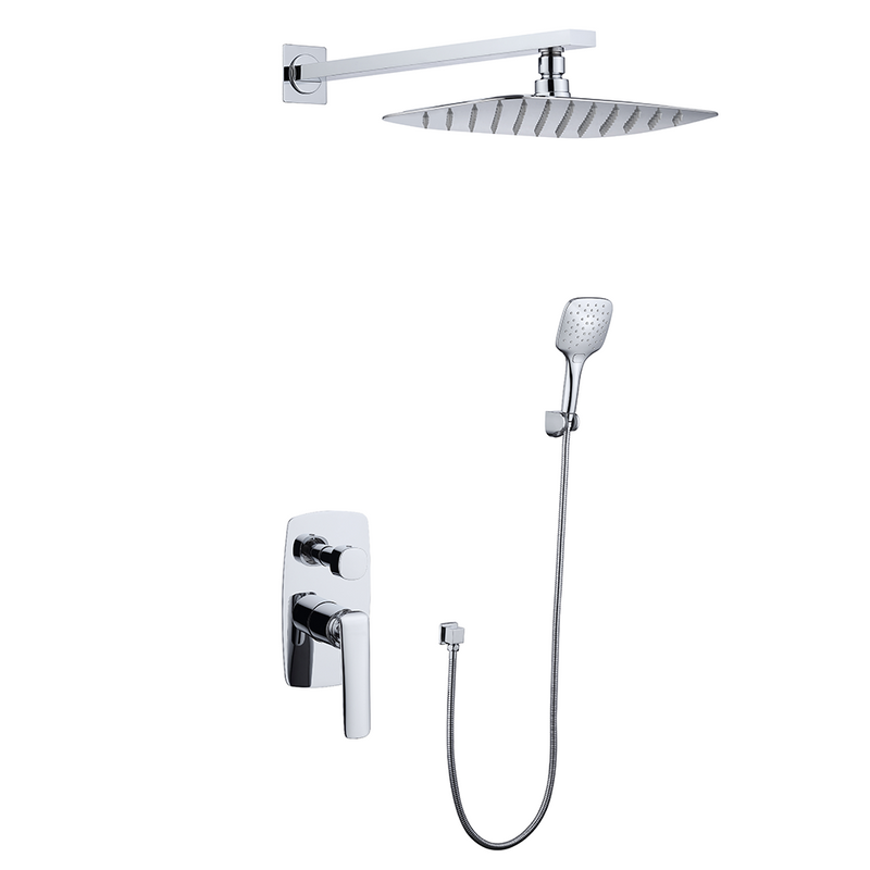 Luxury Wall Mounted 3 Way Concealed Bath Mixer with Head Shower