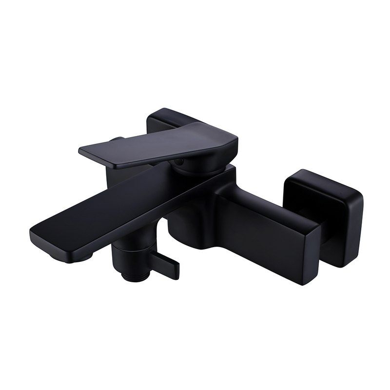 Wall Bathtub Mixers Matte Chrome(black) Brass Bath Faucets