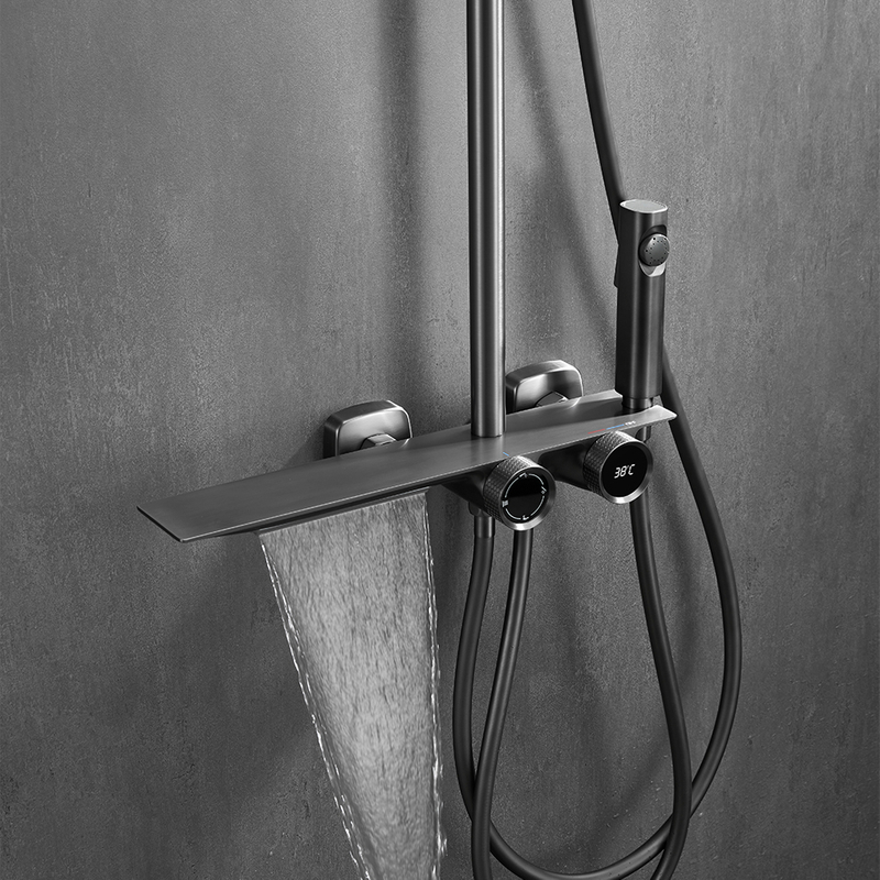 Bath Shower Sliding Gray Mixer Shower Set