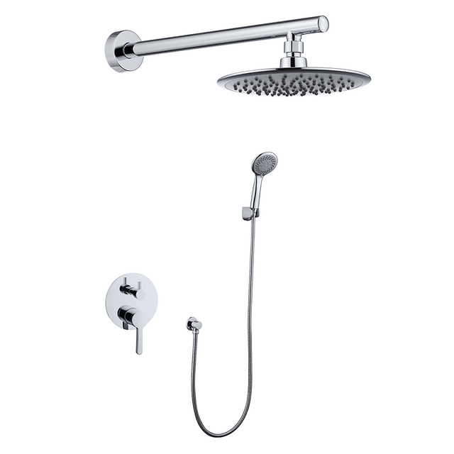 In Wall Waterfall Brass Shower Faucet Set Rain Shower Mixer With Shower Head