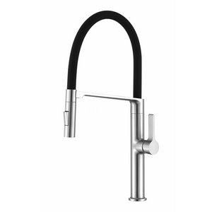 luxury Solid Brass Matte Black Pull Out Sprayer Kitchen Faucet