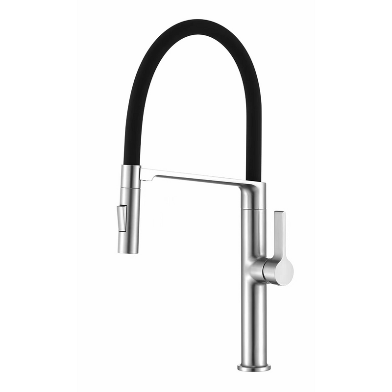 luxury Solid Brass Matte Black Pull Out Sprayer Kitchen Faucet